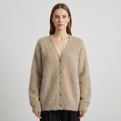 Cardigan pour femmes Seraphine | Texture en maille duveteuse, boutonné devant