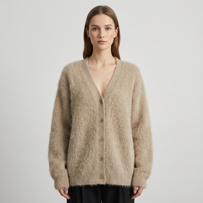 Cardigan pour femmes Seraphine | Texture en maille duveteuse, boutonné devant