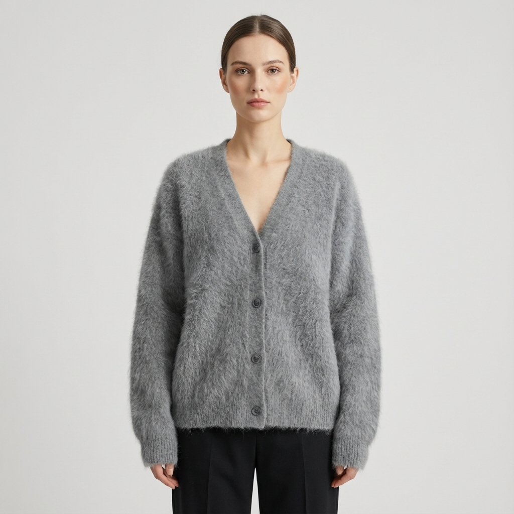 Cardigan pour femmes Seraphine | Texture en maille duveteuse, boutonné devant