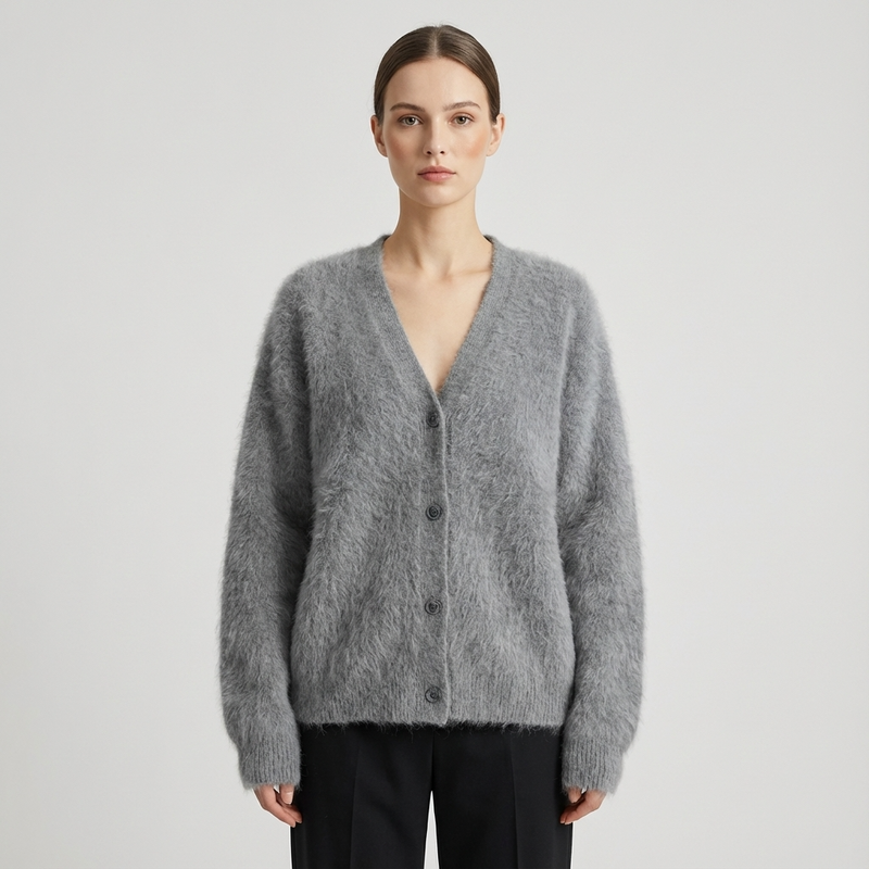 Cardigan pour femmes Seraphine | Texture en maille duveteuse, boutonné devant