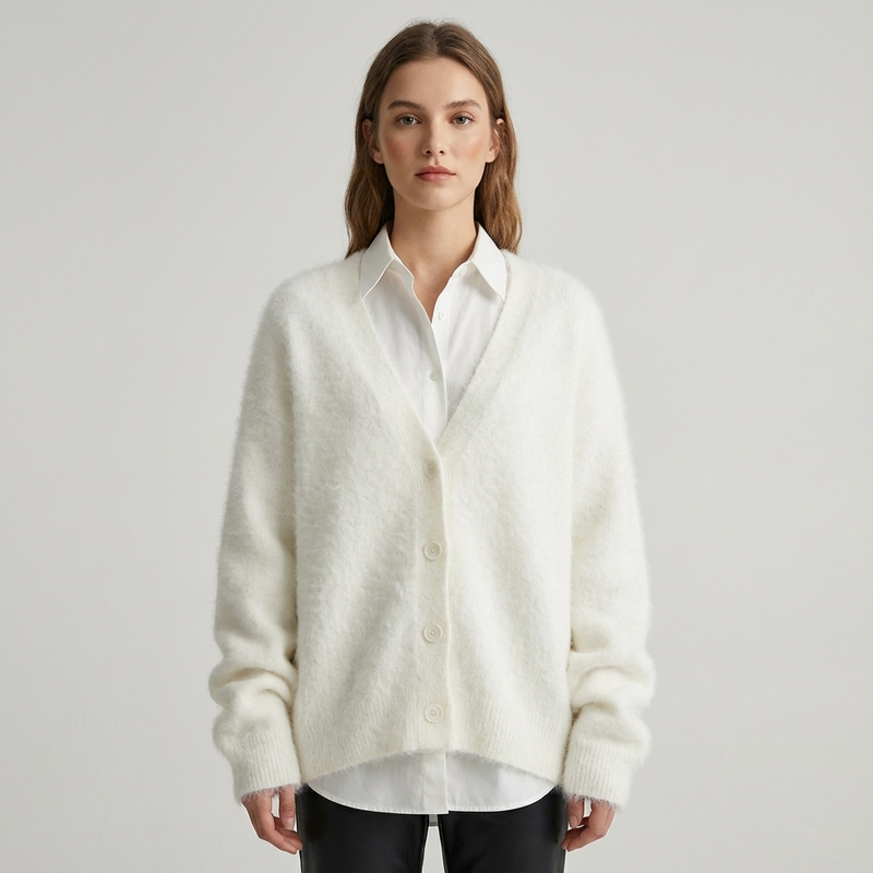 Cardigan pour femmes Seraphine | Texture en maille duveteuse, boutonné devant