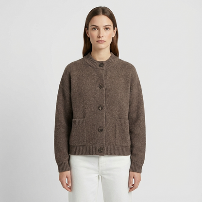 Cárdigan de Punto para Mujeres Ardena | Frente con Botones, Bolsillos de Parche