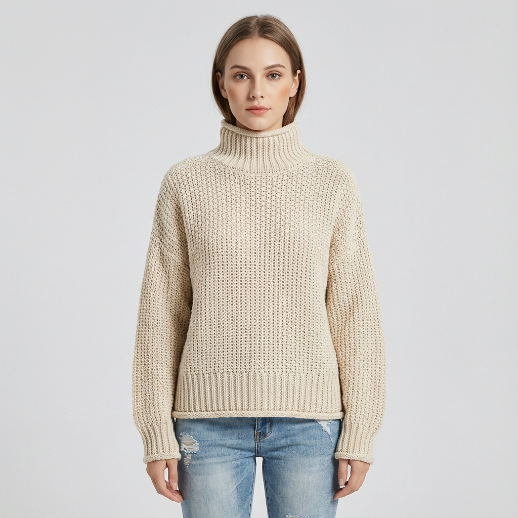 Pull Col Montant Femme Cressida | Tricot Texturé, Manches Longues