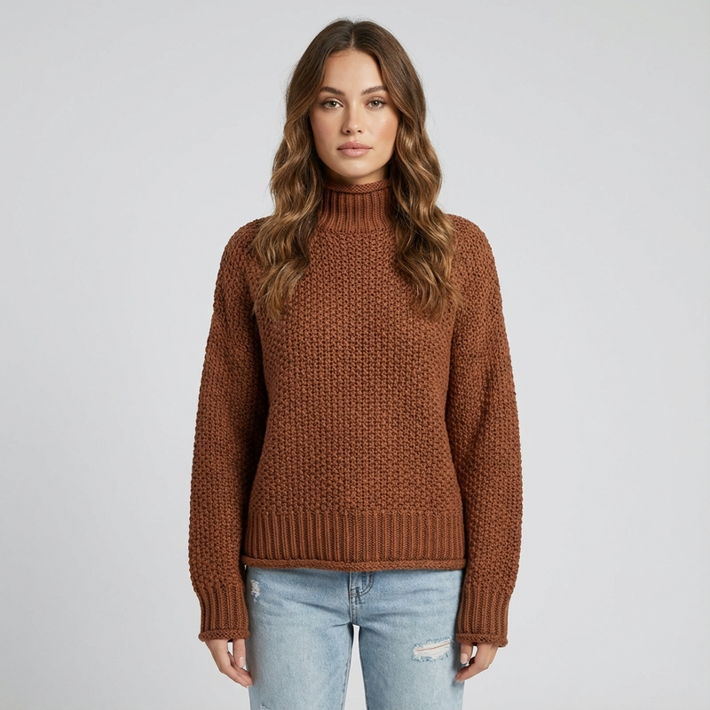 Pull Col Montant Femme Cressida | Tricot Texturé, Manches Longues