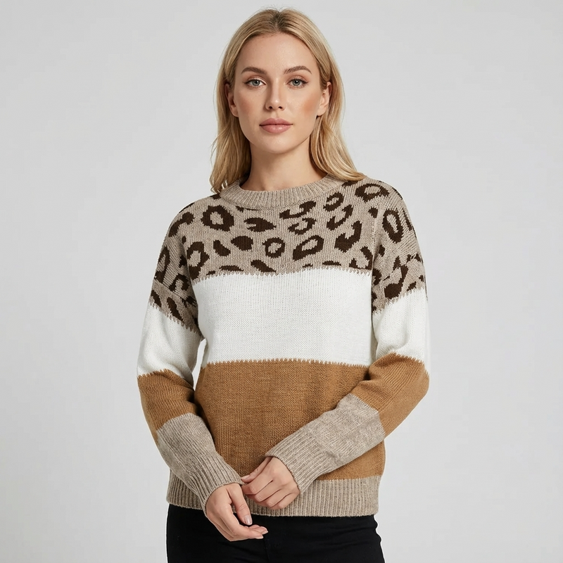 Liora Women’s Knit Sweater | Patterned Design, Relaxed Fit