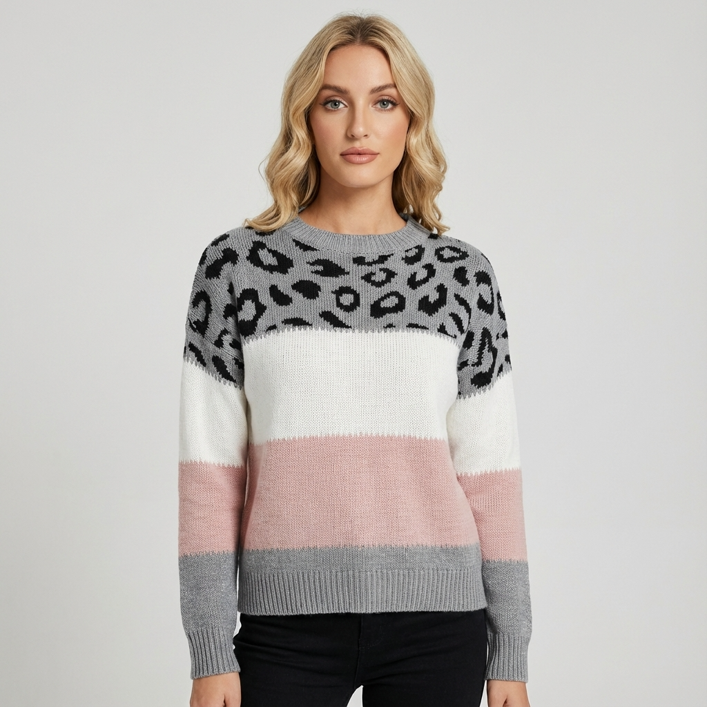 Liora Women’s Knit Sweater | Patterned Design, Relaxed Fit