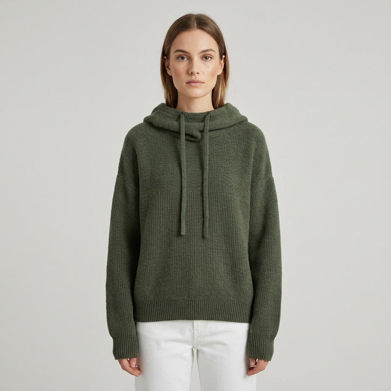 Pull à capuche confortable pour femmes Elara | Texture tricotée, capuche à cordon