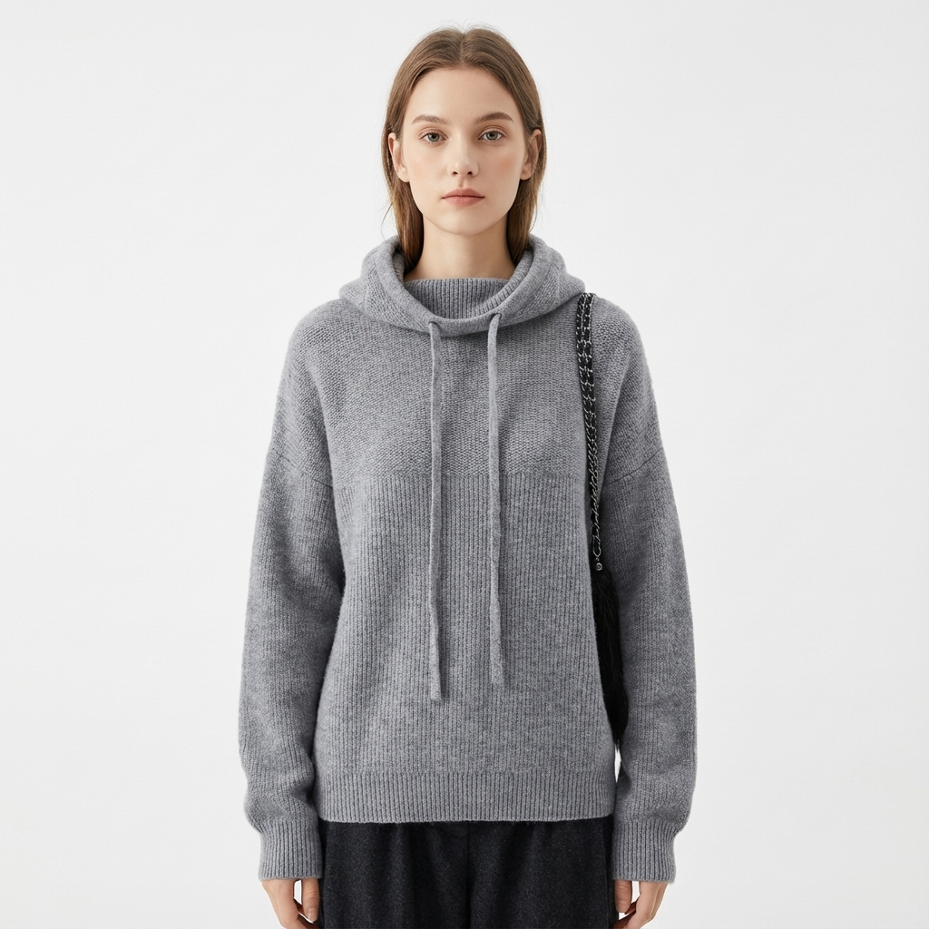 Pull à capuche confortable pour femmes Elara | Texture tricotée, capuche à cordon