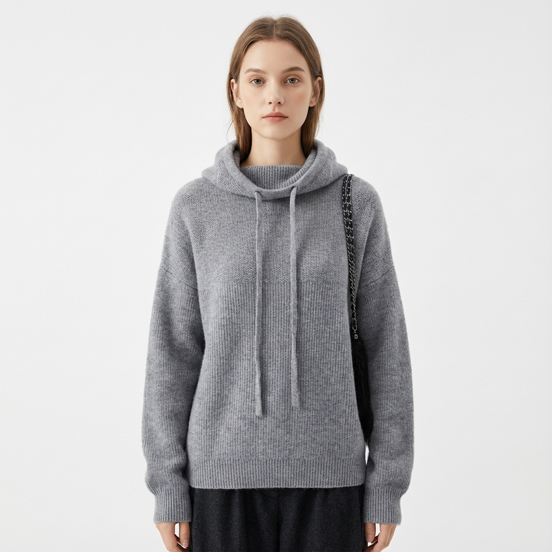 Pull à capuche confortable pour femmes Elara | Texture tricotée, capuche à cordon