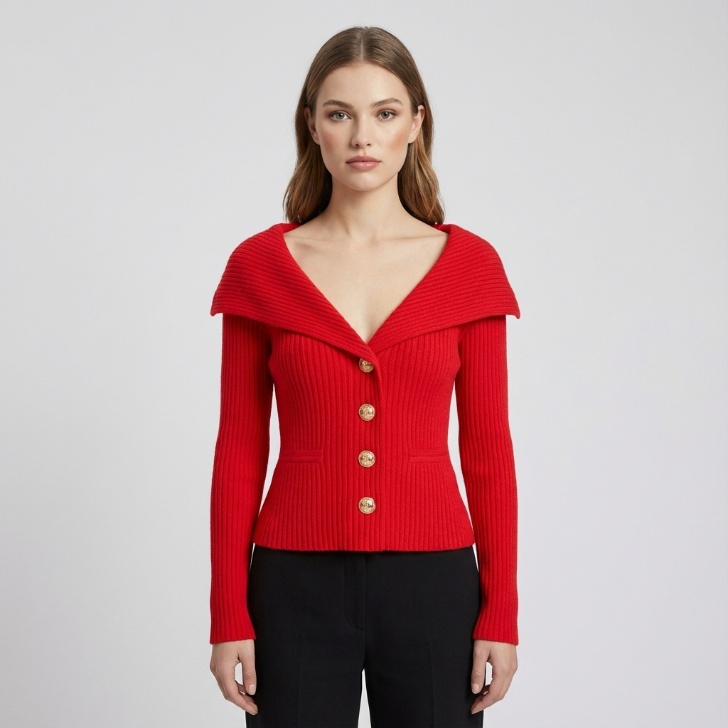 Cardigan Côtelé Femme Lunera | Boutons Frontaux, Silhouette Ajustée
