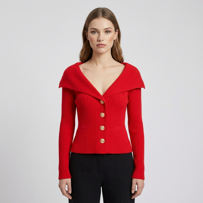 Cardigan Côtelé Femme Lunera | Boutons Frontaux, Silhouette Ajustée