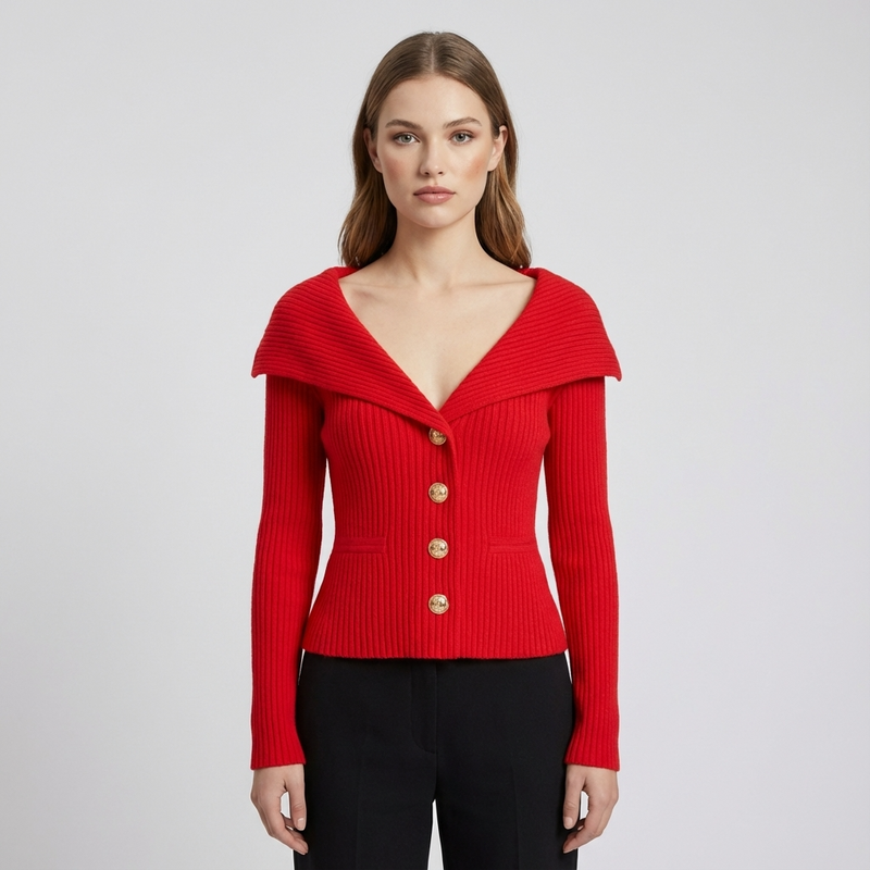 Cardigan Côtelé Femme Lunera | Boutons Frontaux, Silhouette Ajustée