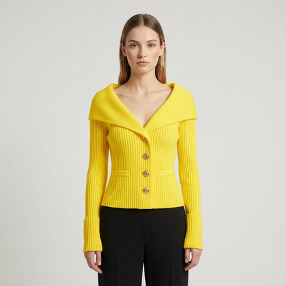 Cardigan Côtelé Femme Lunera | Boutons Frontaux, Silhouette Ajustée