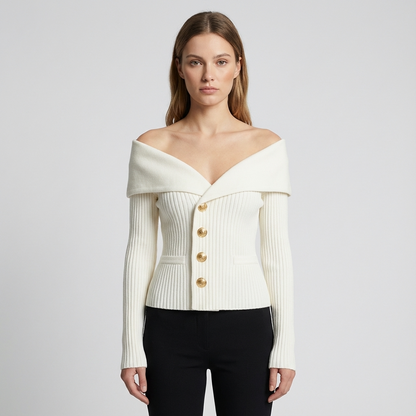 Cardigan Côtelé Femme Lunera | Boutons Frontaux, Silhouette Ajustée
