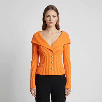 Cardigan Côtelé Femme Lunera | Boutons Frontaux, Silhouette Ajustée