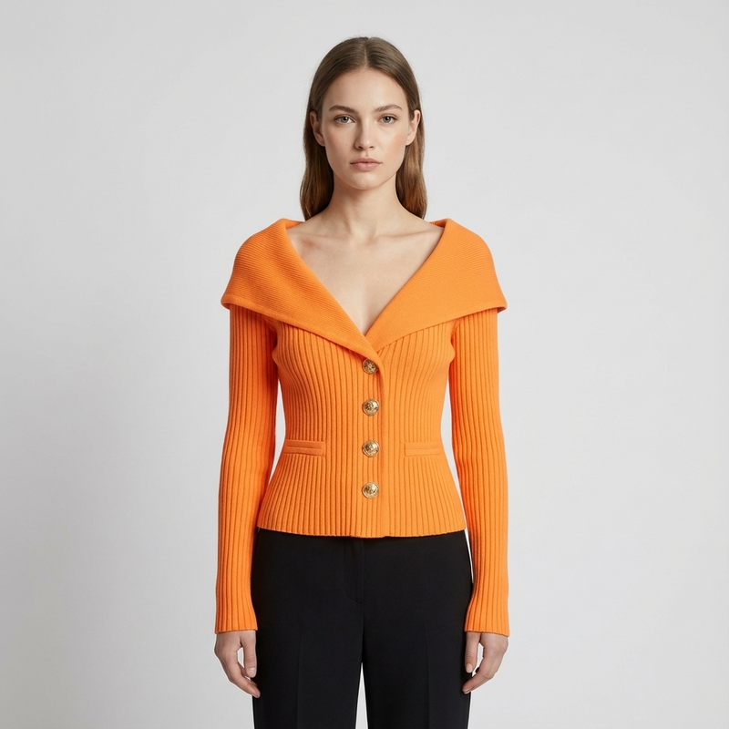 Cardigan Côtelé Femme Lunera | Boutons Frontaux, Silhouette Ajustée