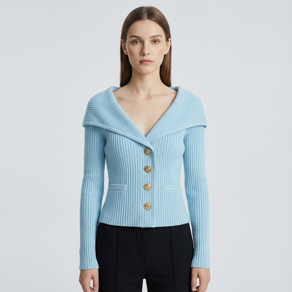 Cardigan Côtelé Femme Lunera | Boutons Frontaux, Silhouette Ajustée