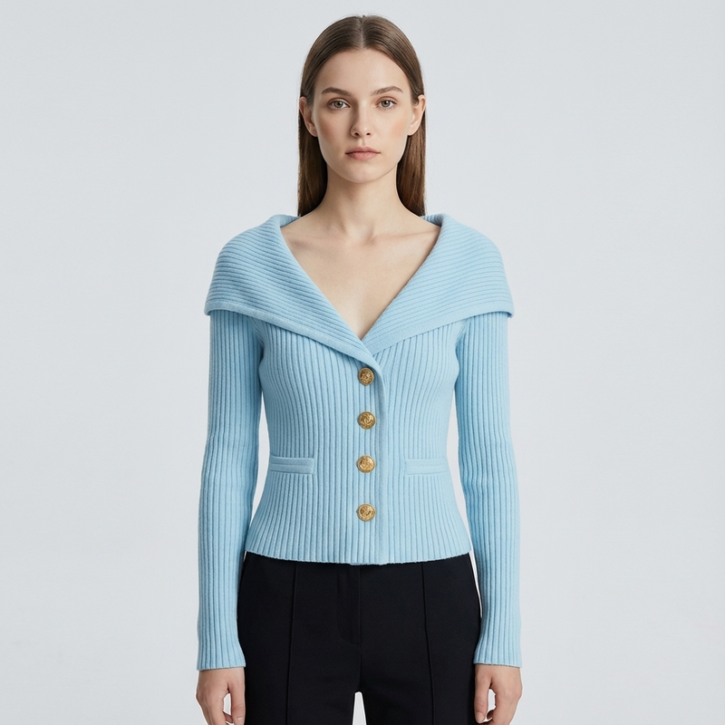 Cardigan Côtelé Femme Lunera | Boutons Frontaux, Silhouette Ajustée