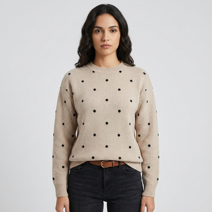 Pull Tricot Femme Dotte | Col Rond, Motif à Pois