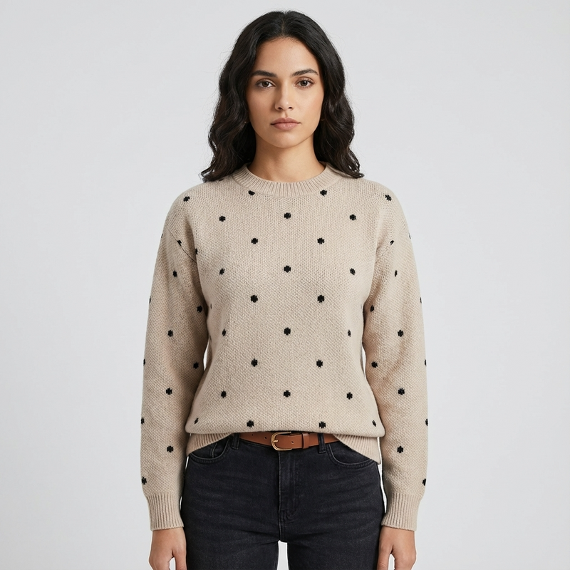 Pull Tricot Femme Dotte | Col Rond, Motif à Pois
