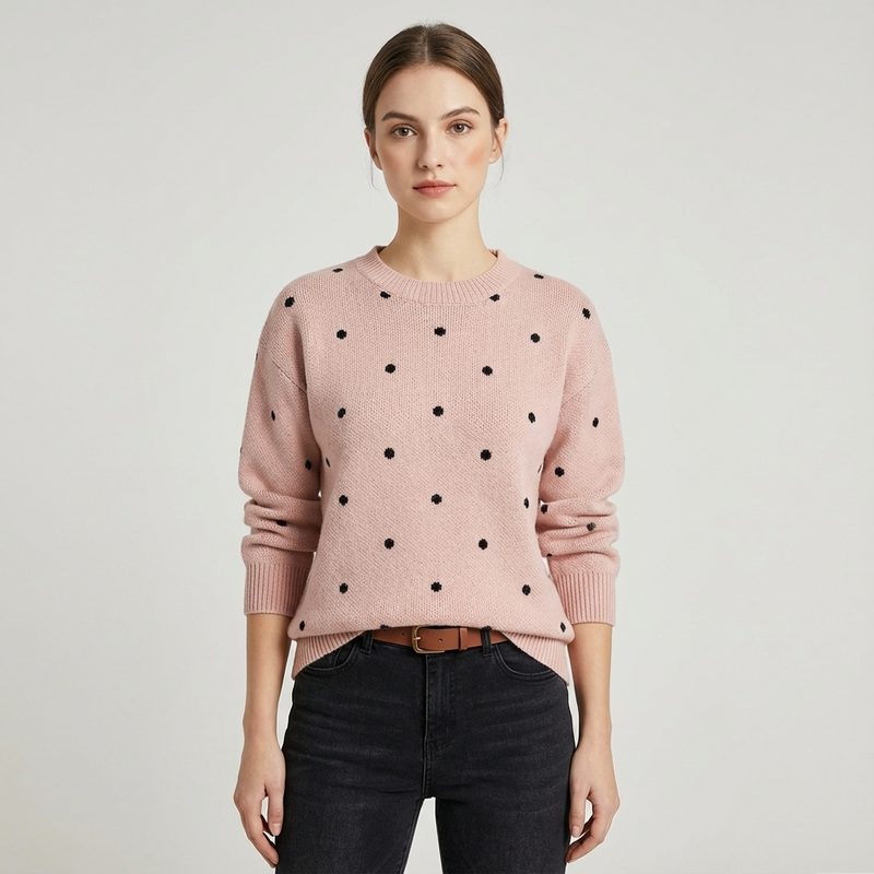 Pull Tricot Femme Dotte | Col Rond, Motif à Pois