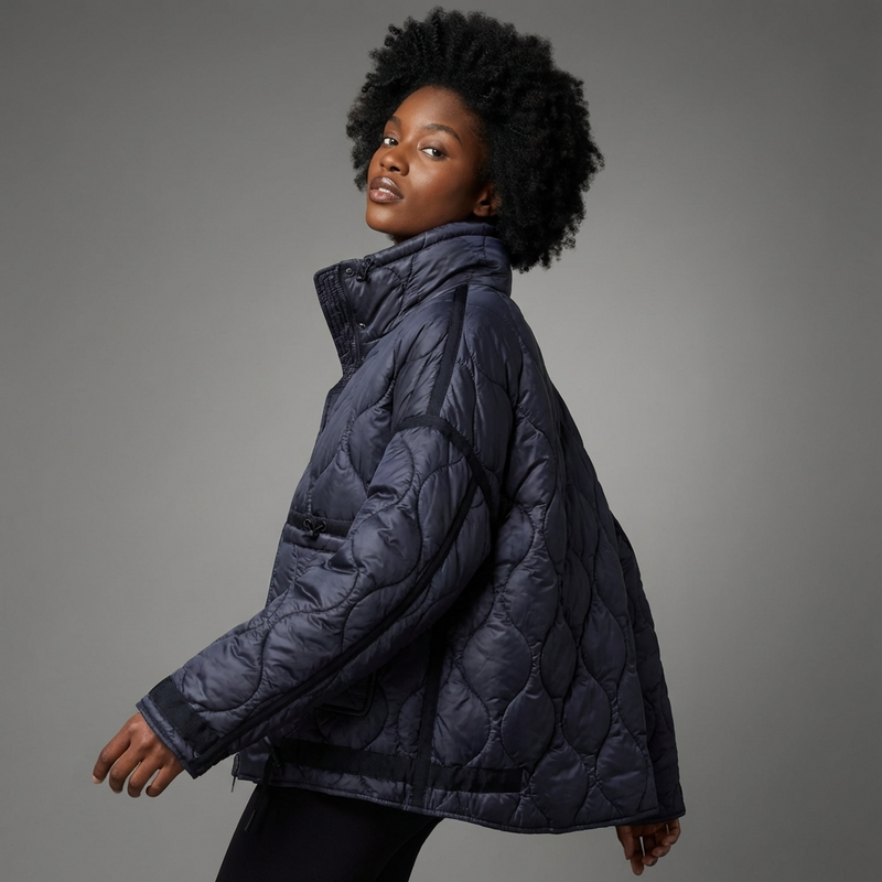 Chaqueta Acolchada con Cuello Alto para Mujeres Aria | Cierre Frontal con Cremallera, Bolsillos de Parche