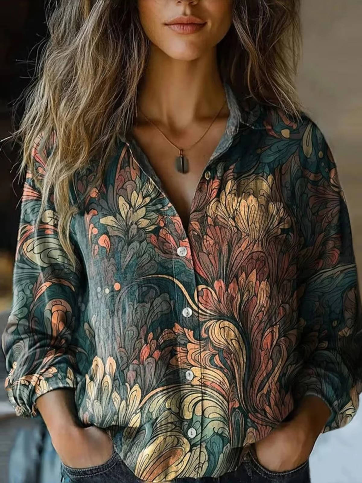June Women's Floral Blouse - back view