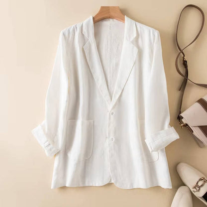 Ines Women's Linen Blazer - close-up detail