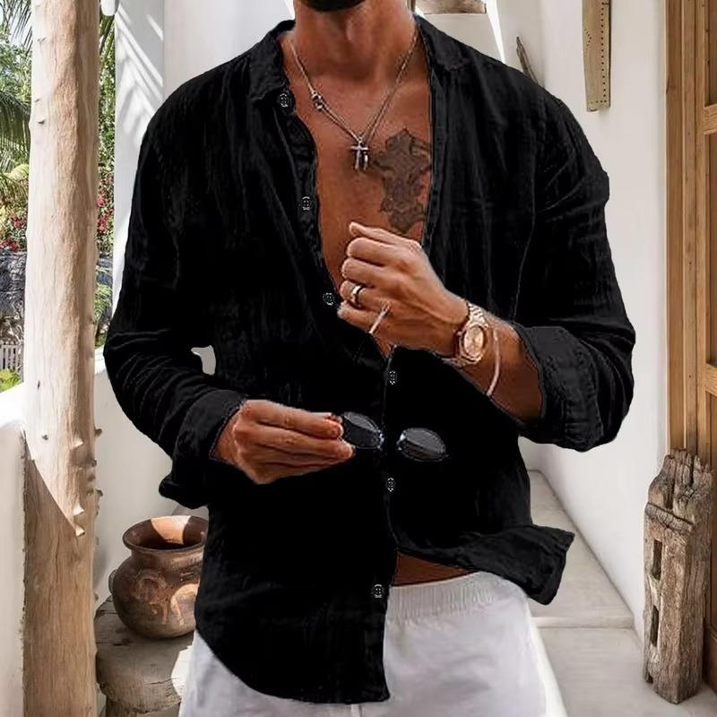 Xavier Men's Linen Shirt - full-length view