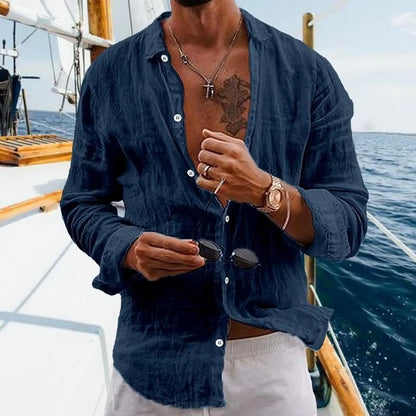 Xavier Men's Linen Shirt - back view