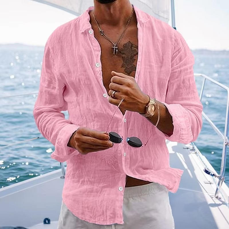 Xavier Men's Linen Shirt - flat lay