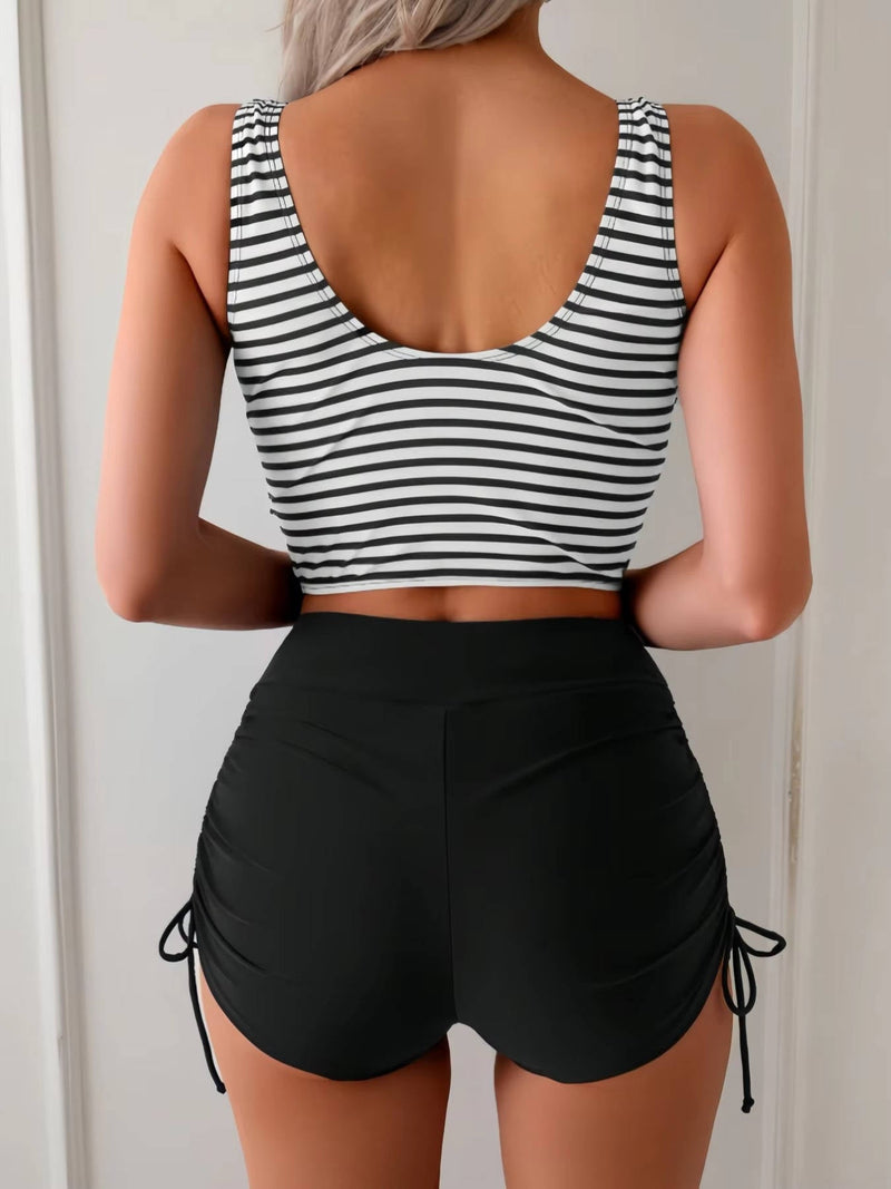 Cosima Women's Striped Swimsuit - fabric and finish detail