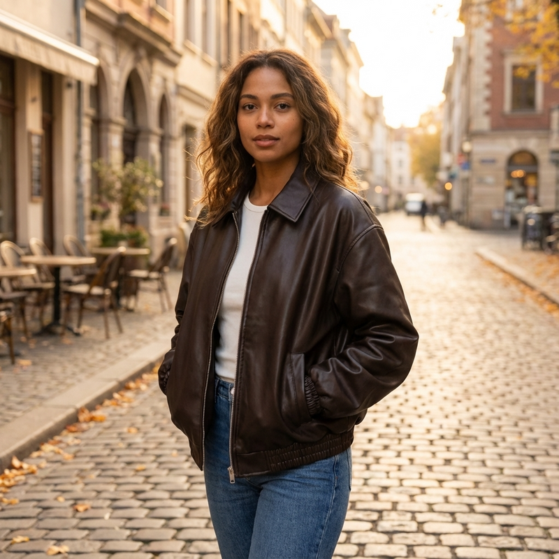 Bomber pour femmes NATALIA | Fermeture éclair devant, silhouette courte