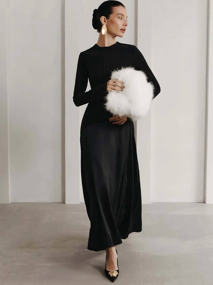 Uma Women's Satin Maxi Dress - styled view