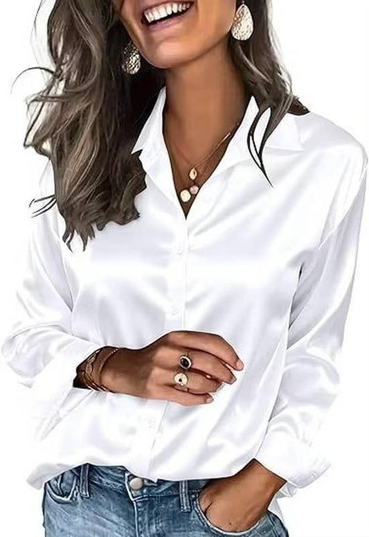 Romy Women's Satin Blouse - styled view