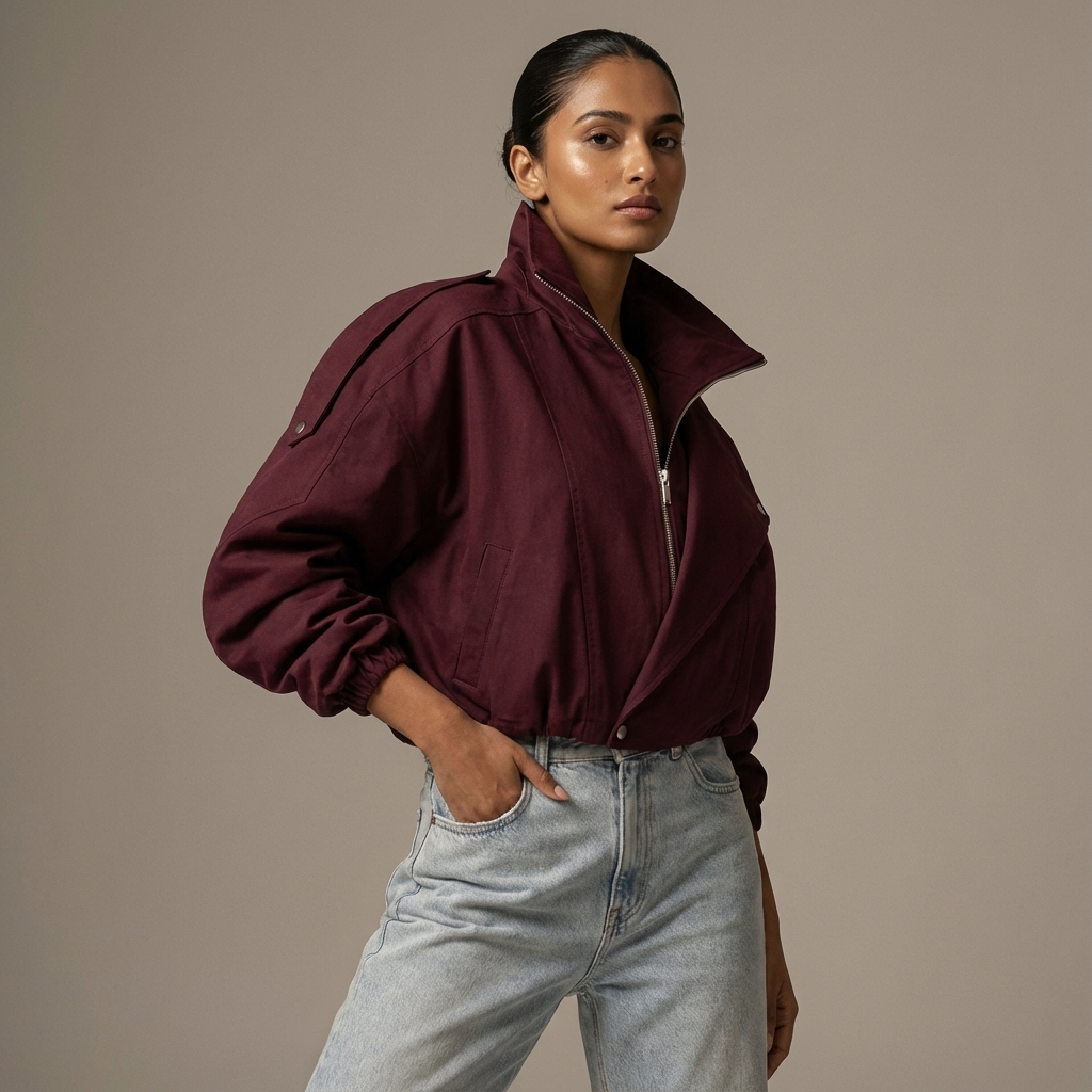 Quarry Mireya Women’s Bomber Jacket | Stand Collar, Tie Waist