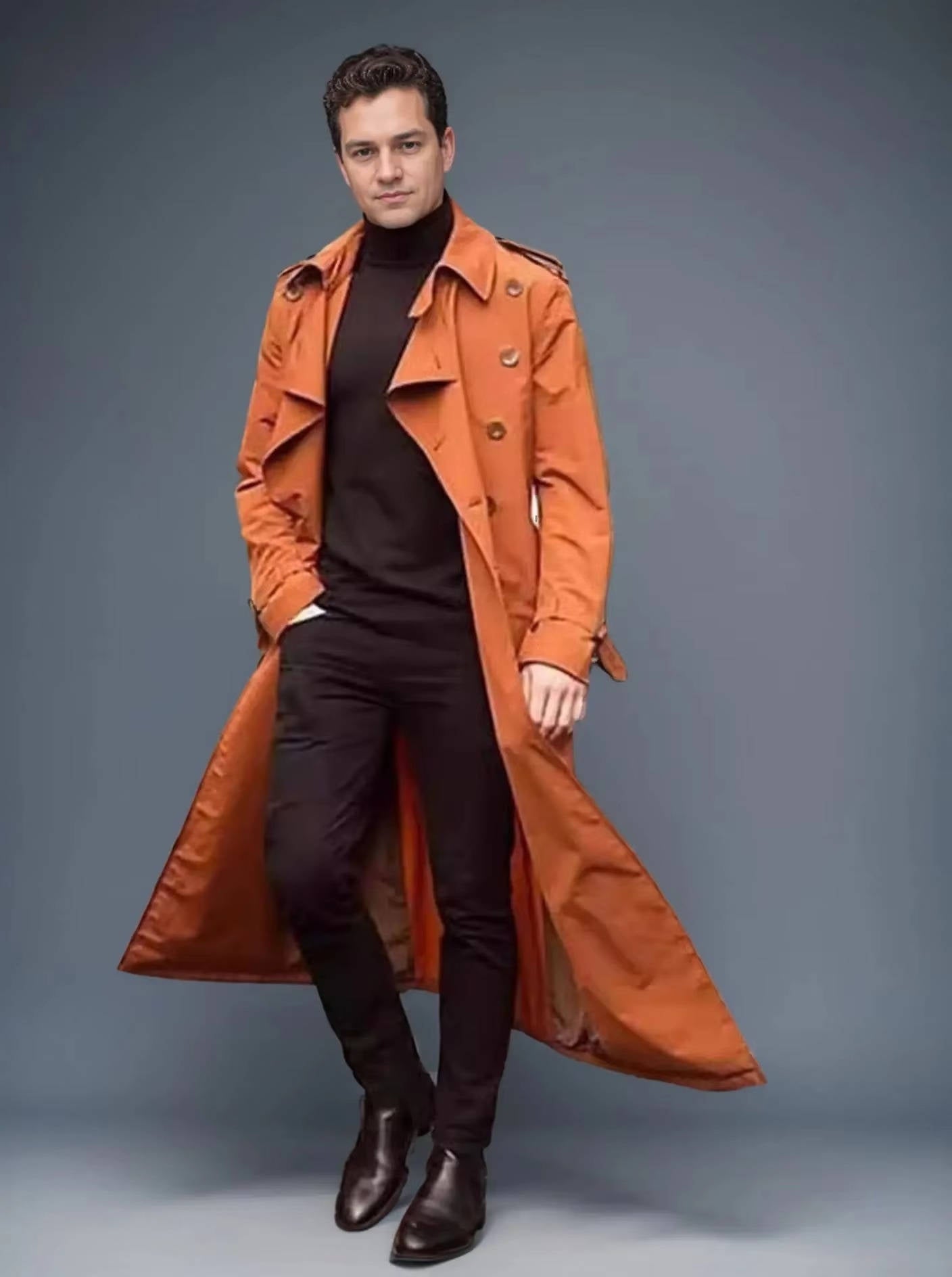 Orson Men's Trench Coat - back view