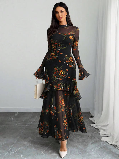 Ines Women's Ruffled Maxi Dress - styled view
