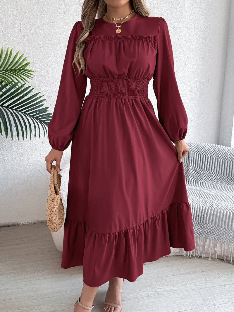 Faye Women's Midi Dress | Ruffle, Smocked, A-line