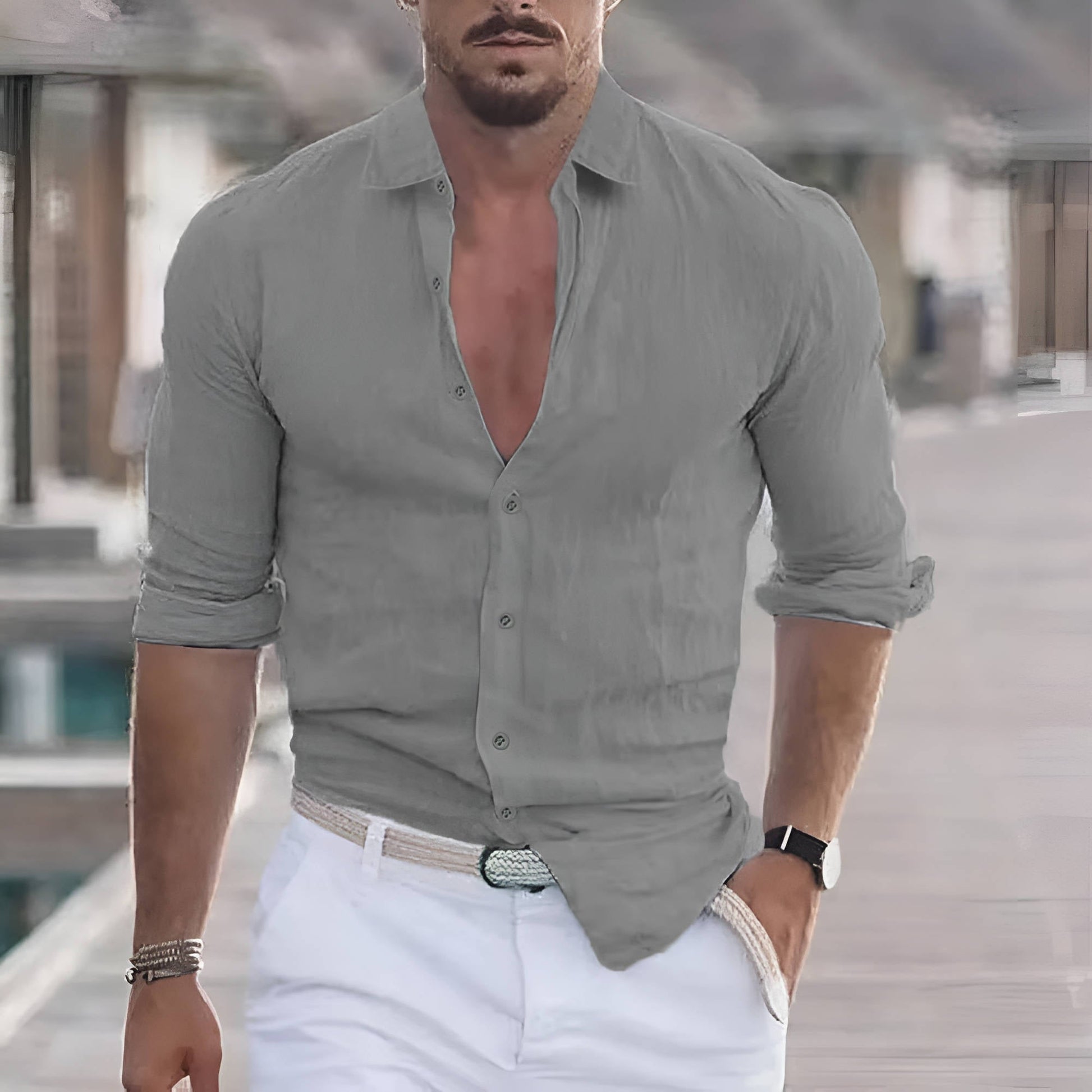 Hector Men's Linen Shirt - back view