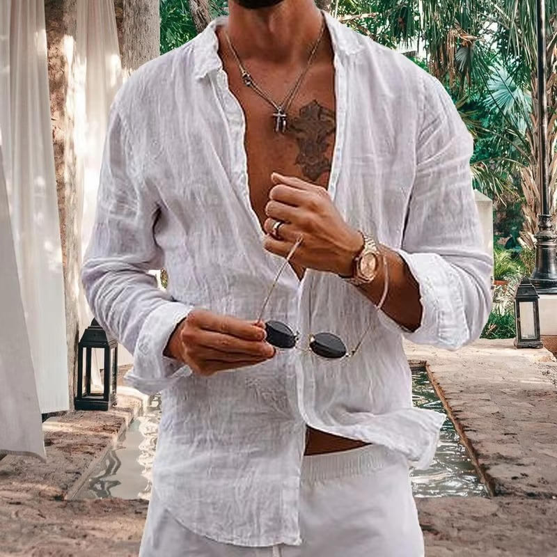 Xavier Men's Linen Shirt - styled view