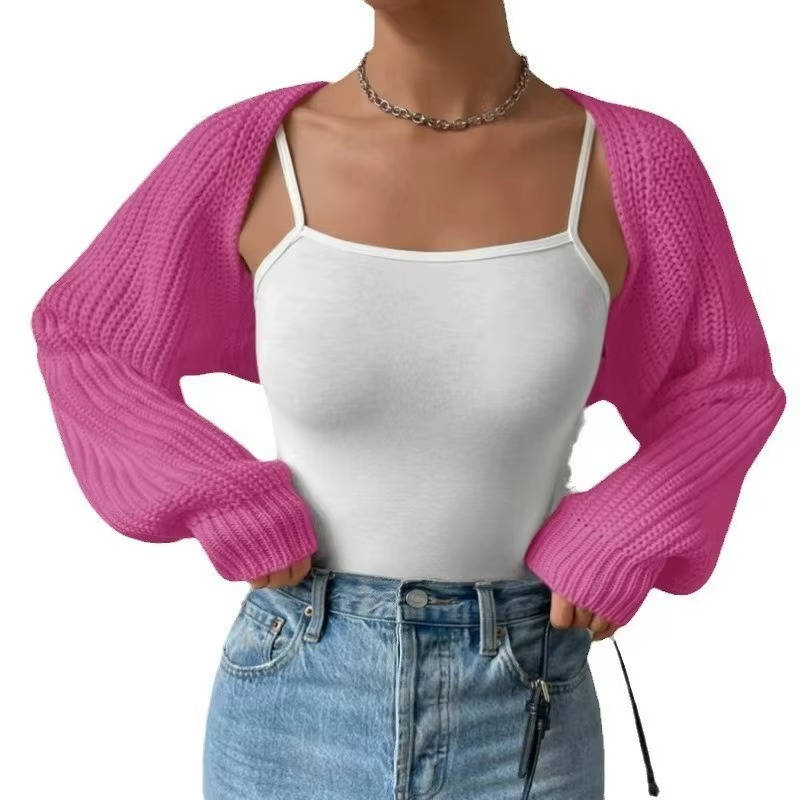 Liana Women's Ribbed Knit Cardigan | Cropped, Open Front, Long Sleeve