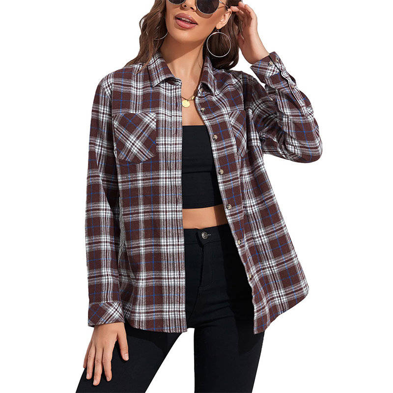 Verity Women's Plaid Blouse - full-length view