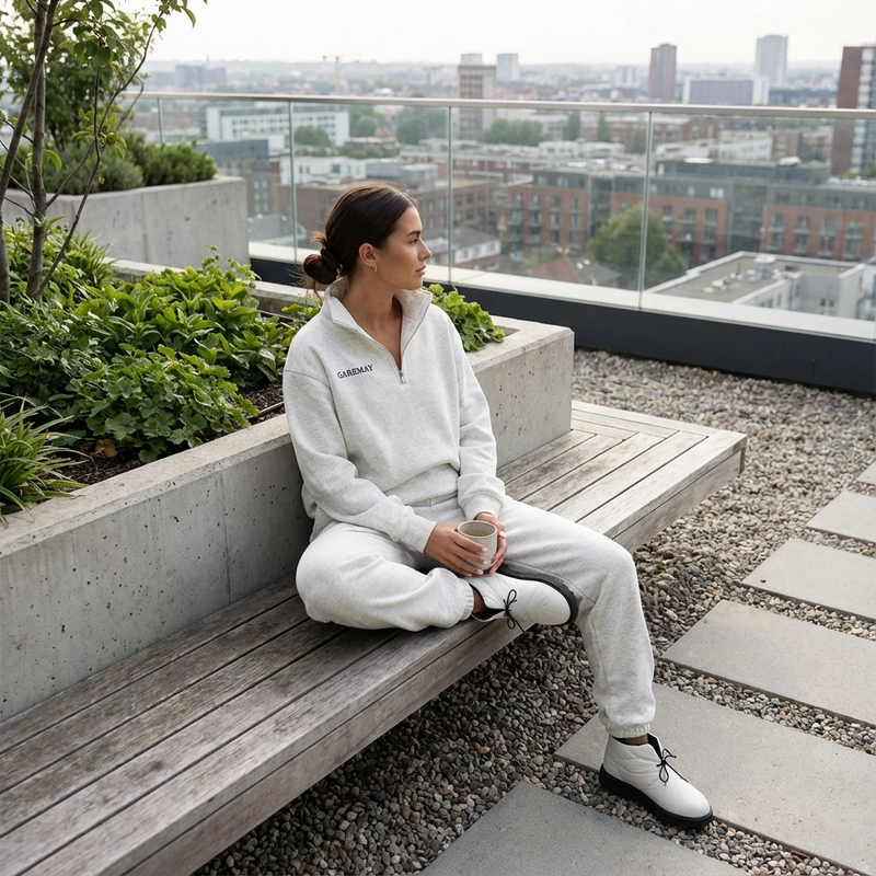 Ensemble survêtement Avery pour femme | Haut à demi-fermeture éclair, pantalon à taille élastique