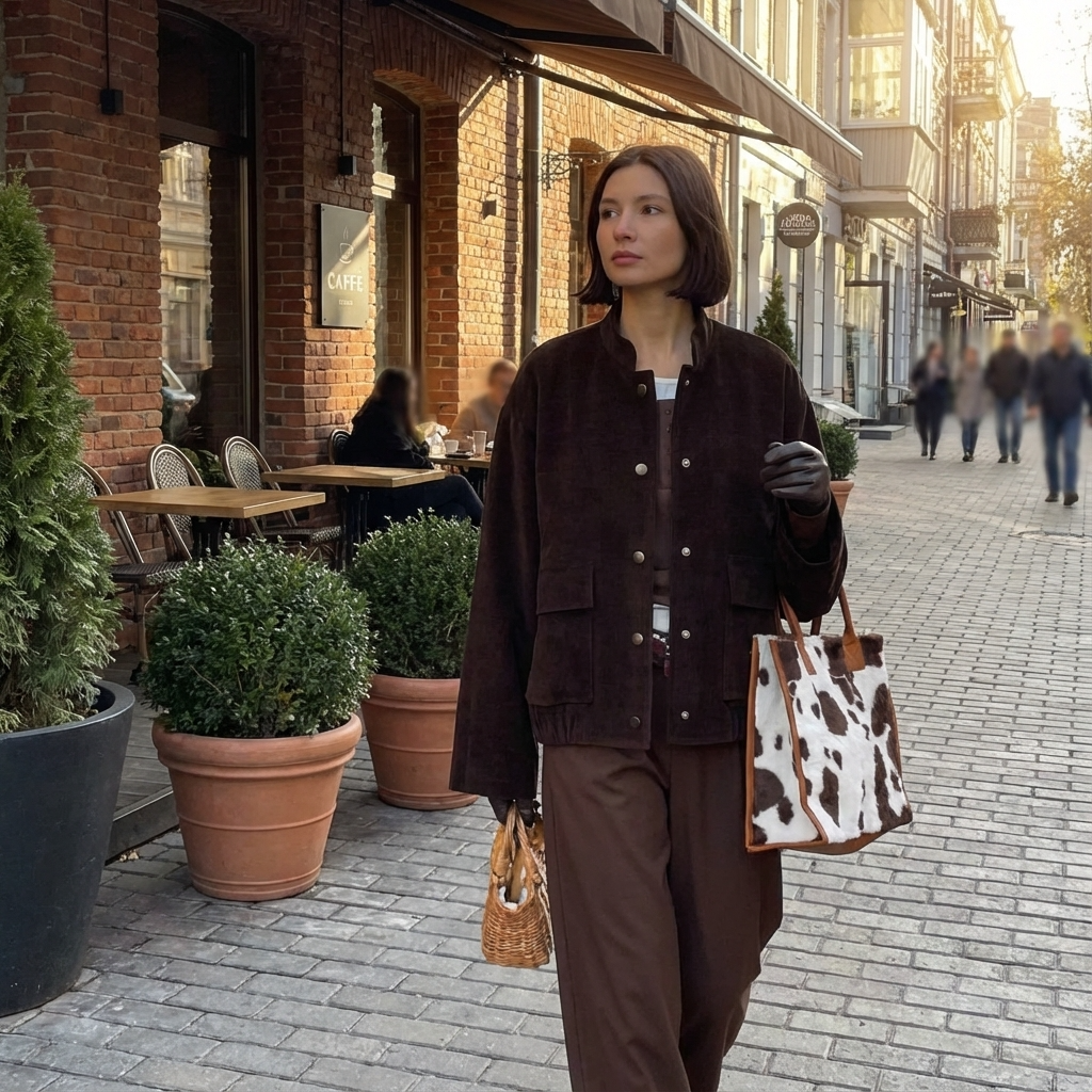 Quarry Maple Women's Corduroy Bomber Jacket | Rich Brown Corduroy, Snap Button Front