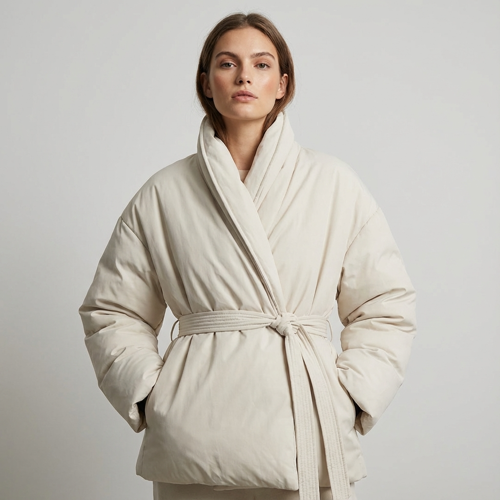 Doudoune pour femmes Mira | Col châle kimono, ceinture à nouer