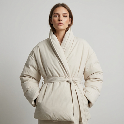 Doudoune pour femmes Mira | Col châle kimono, ceinture à nouer