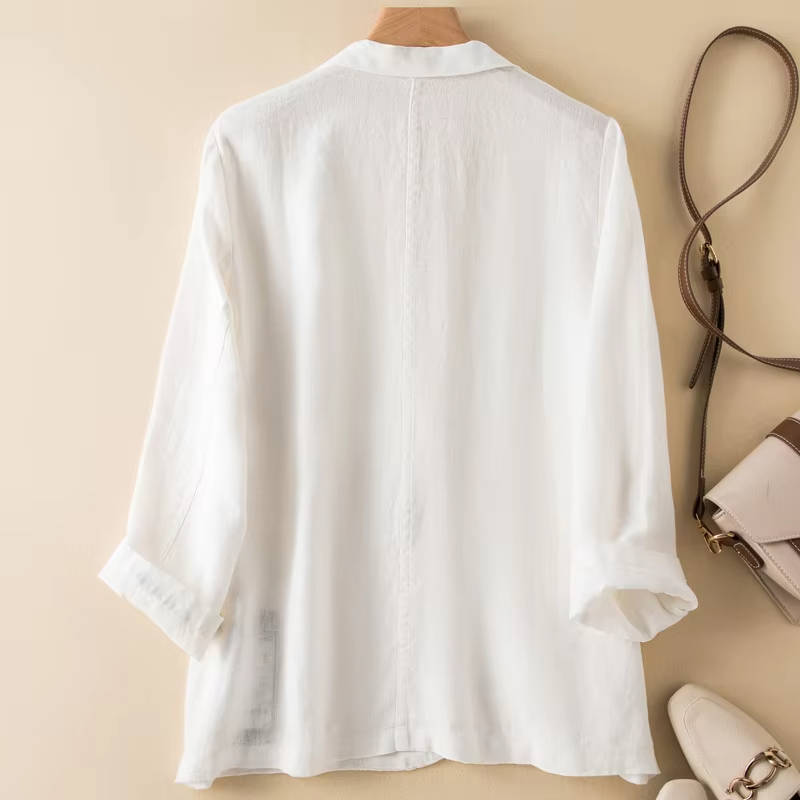 Ines Women's Linen Blazer - flat lay