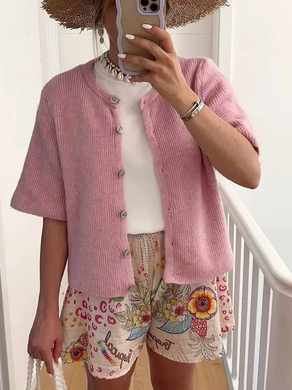 Vienna Women's Ribbed Knit Cardigan - styled view