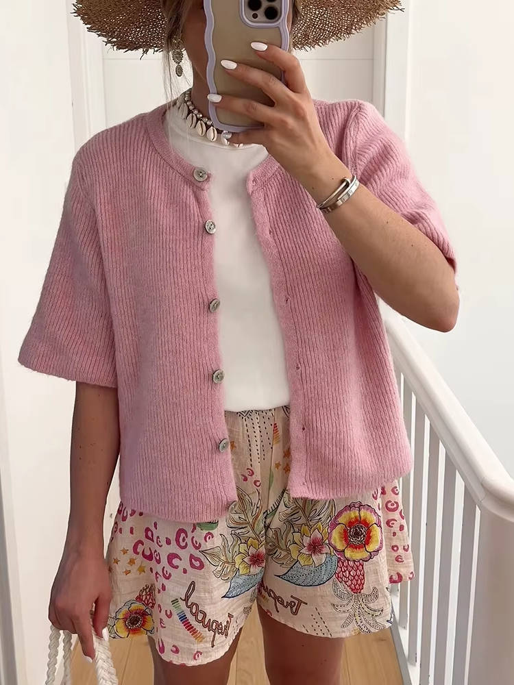 Vienna Women's Ribbed Knit Cardigan - styled view